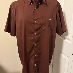 DC Men's Casual Wine Color Button Down Shirt